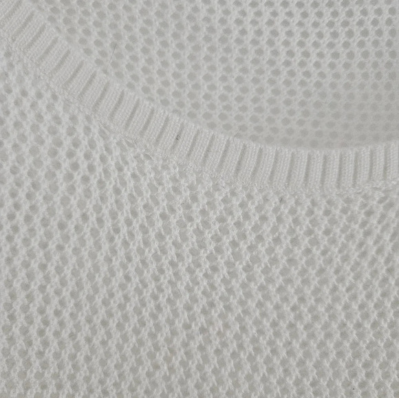 New York & Company SOHO Cream Waffle 3/4 Sleeve Scoop Neck Medium Sweater - Picture 3 of 8